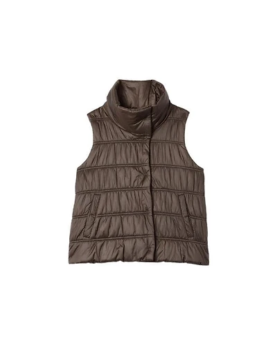 Eileen Fisher High Collar Ruched Vest