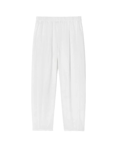 Eileen Fisher White Organic Linen Lantern Pant