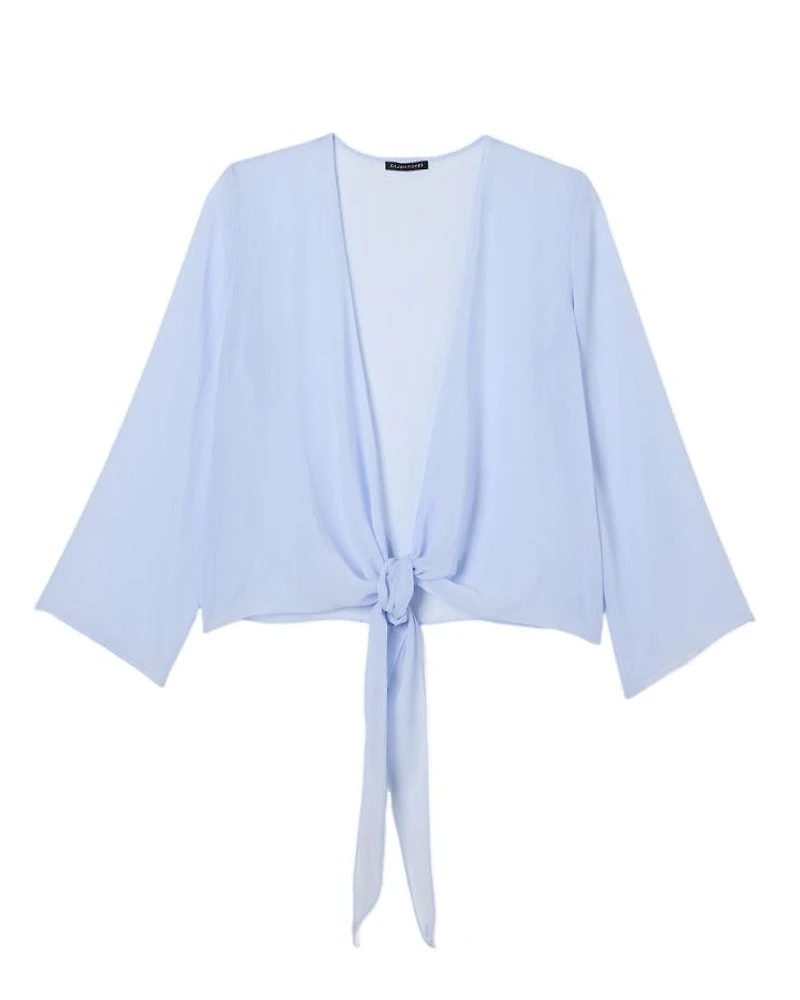 Eileen Fisher Sheer Silk Georgette Tie Jacket