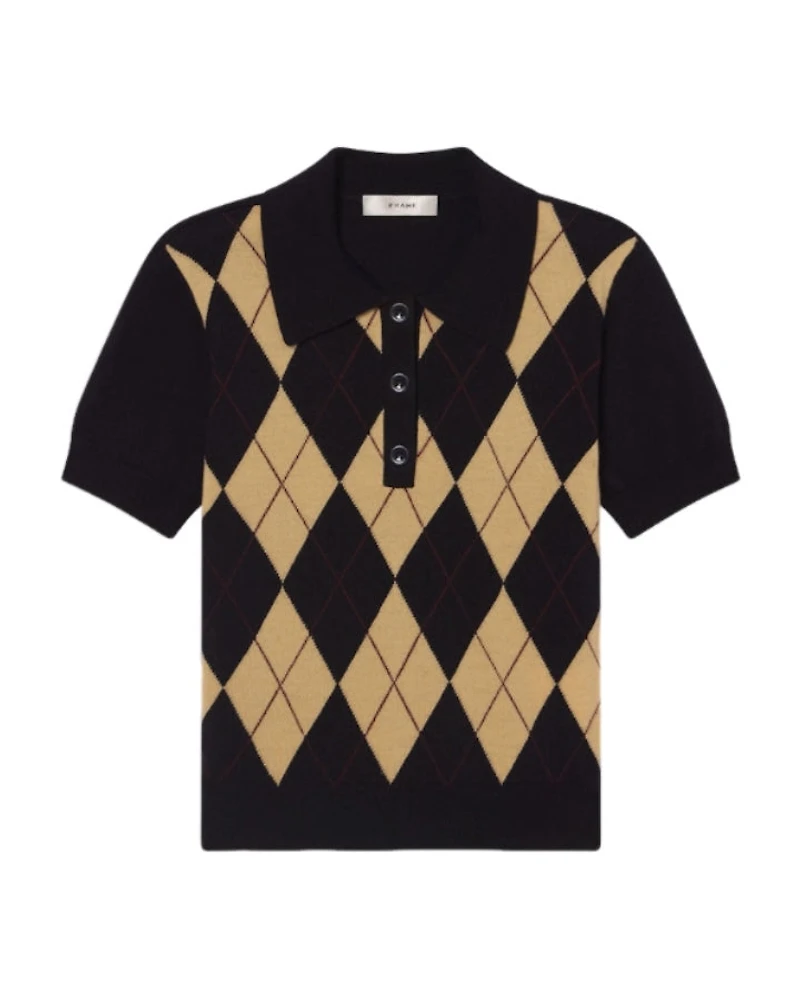 Frame Argyle Wool Polo Top