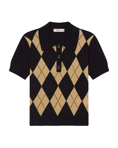 Frame Argyle Wool Polo Top