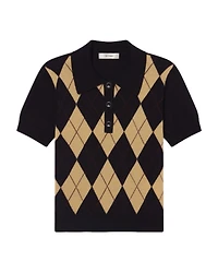 Frame Argyle Wool Polo Top