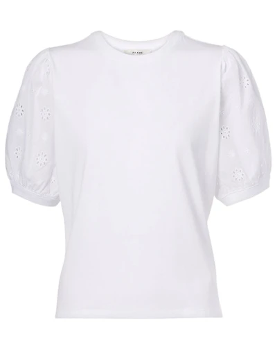 Frame Eyelet Lace Sleeve Cotton Tee