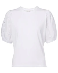 Frame Eyelet Lace Sleeve Cotton Tee