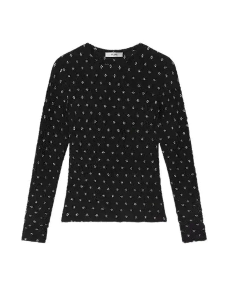 Frame Dotted Stretch Mesh Top