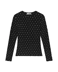 Frame Dotted Stretch Mesh Top