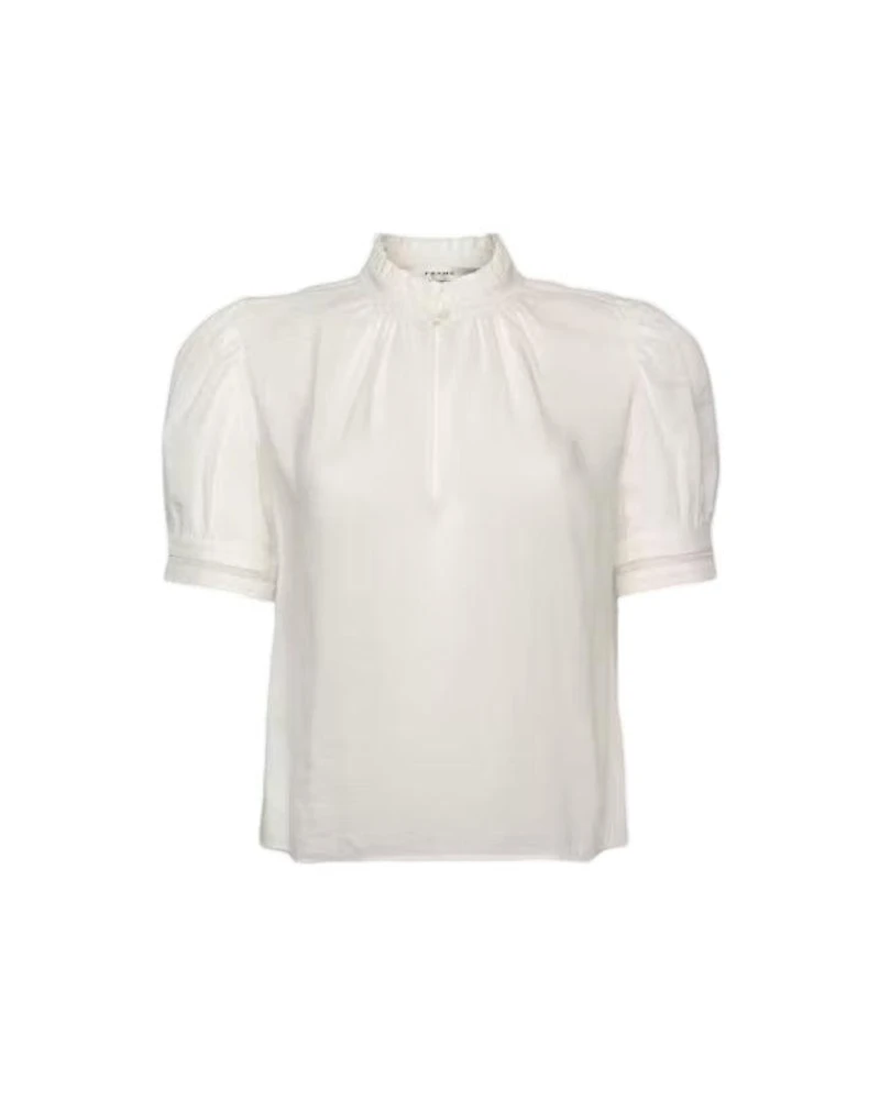 Frame Ruffle Collar Inset Lace Top
