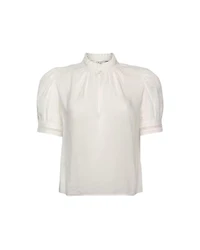 Frame Ruffle Collar Inset Lace Top