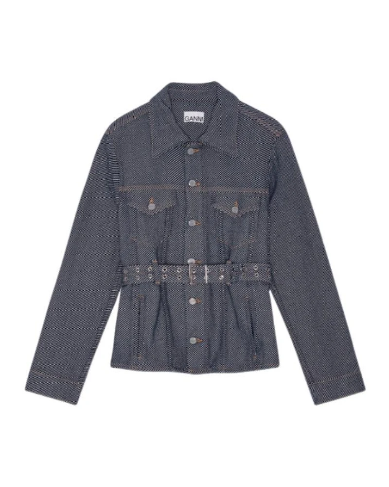 Ganni Blue Heavy Twill Denim Short Jacket