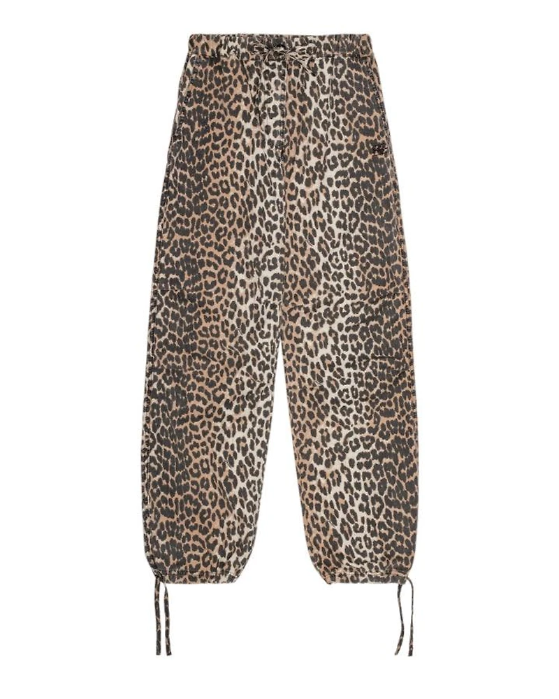 Ganni Leopard Canvas Drawstring Pants