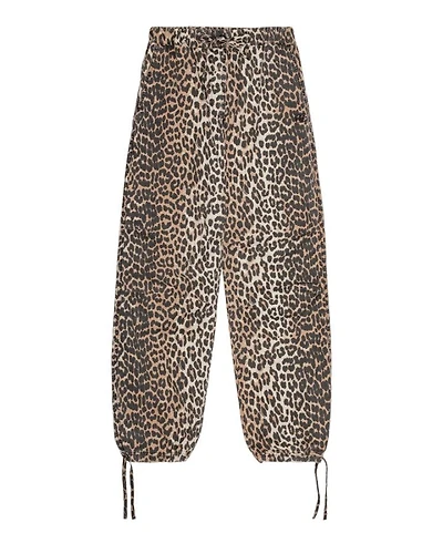 Ganni Leopard Canvas Drawstring Pants