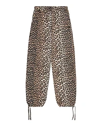 Ganni Leopard Canvas Drawstring Pants