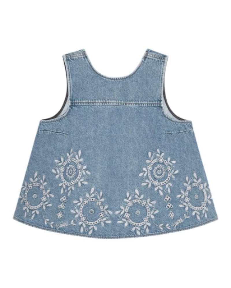 Ganni Broderie Anglaise Denim Top