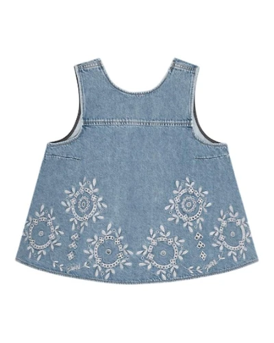 Ganni Broderie Anglaise Denim Top