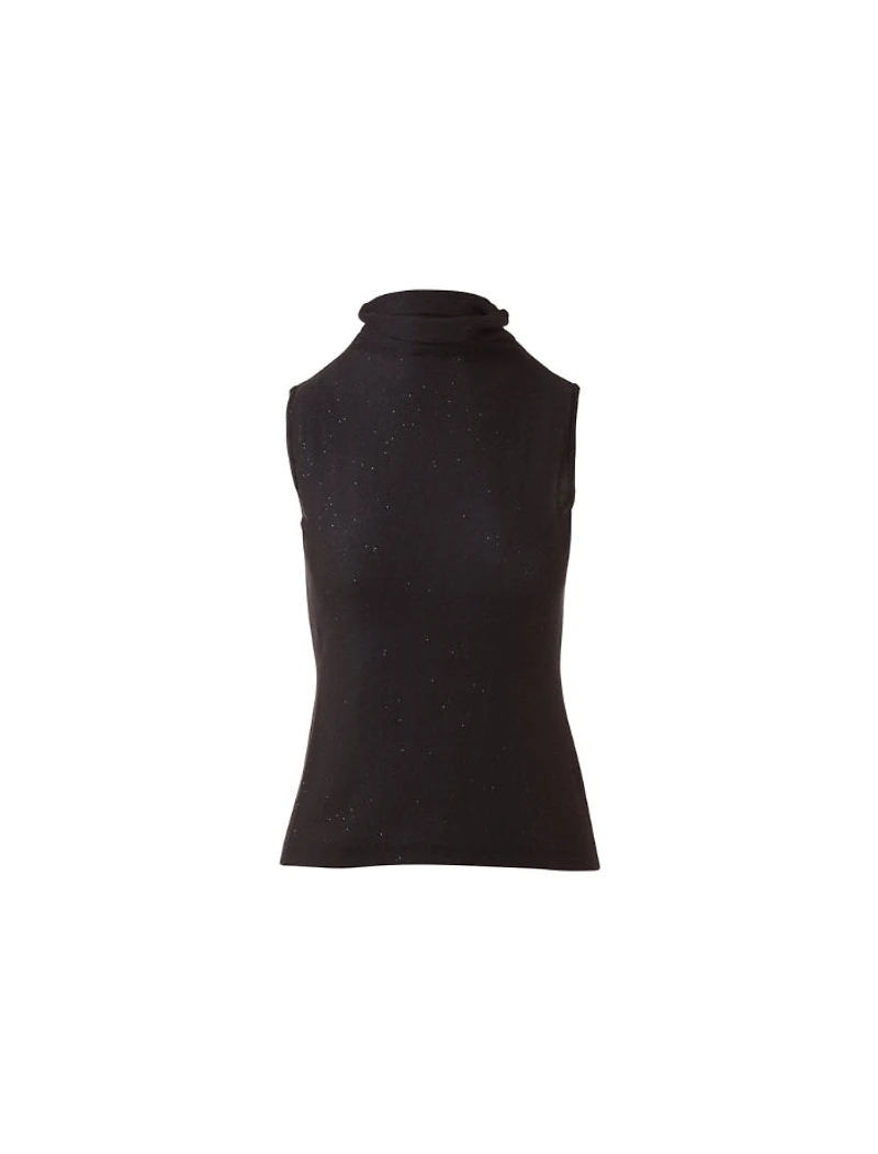 Kinross Cashmere Sequin Sleeveless Funnel Tank Top