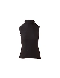 Kinross Cashmere Sequin Sleeveless Funnel Tank Top