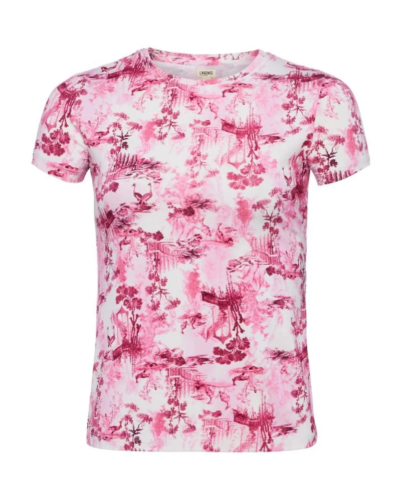 L'Agence Ressi White Pink Porcelain Toile Tee