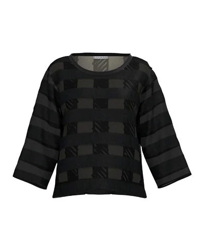 Luukaa Segno Striped Doodle Mesh Top