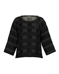Luukaa Segno Striped Doodle Mesh Organza Top