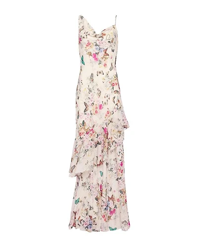 L'Agence Viola Silk Cowl Neck Gown