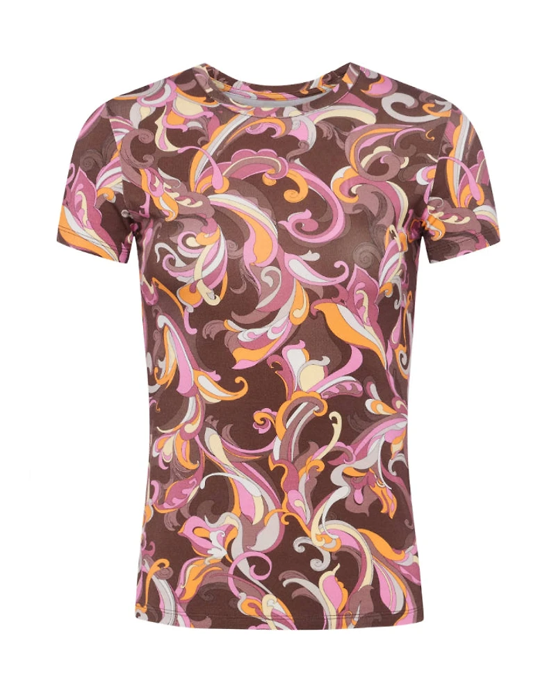 L'Agence Ressi Abstract Paisley Print Tee