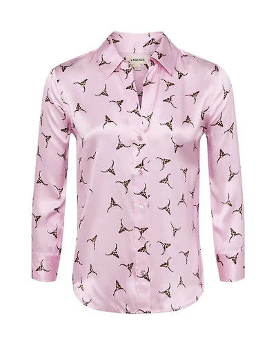 L'Agence Dani BullsHead Print Silk Blouse