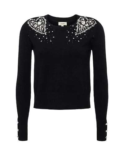 L'Agence Cesca Crystal Heart Pullover