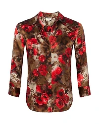 L'Agence Dani Army Pink Floral Cheetah Blouse