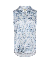 L'Agence Emmy Blue Scroll Sleeveless Blouse