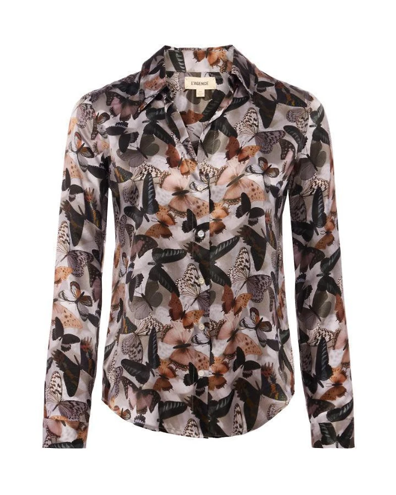 Tyler Dark Butterfly Silk Blouse