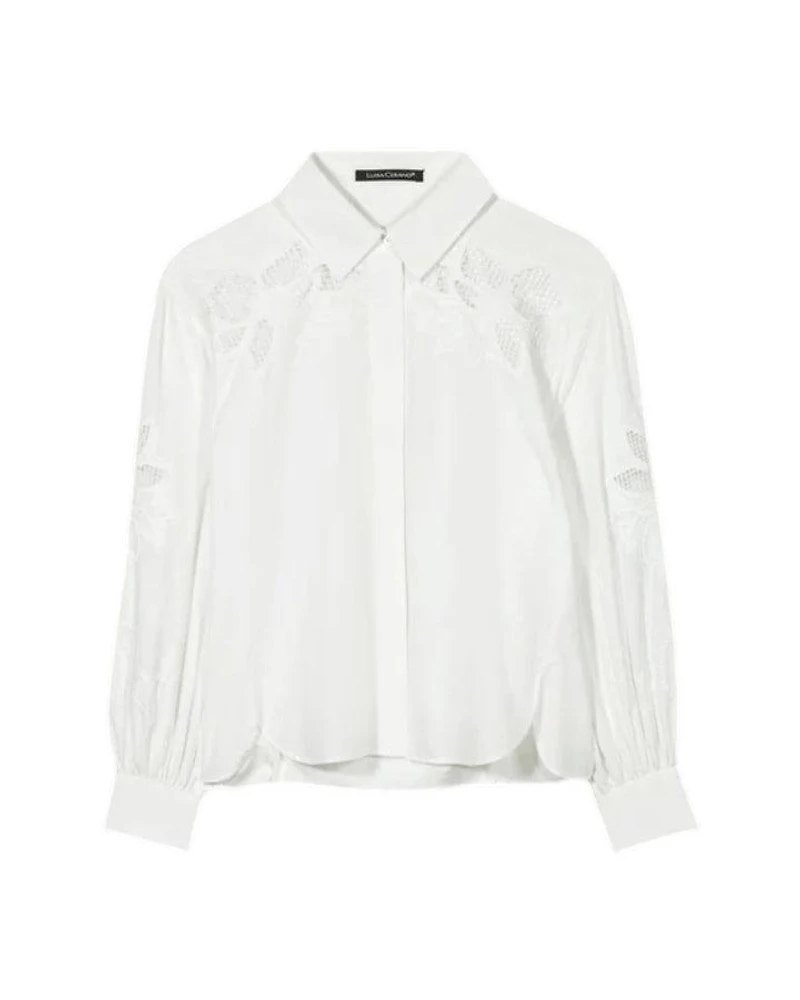 Luisa Cerano Floral Embroidered Cotton Blouse