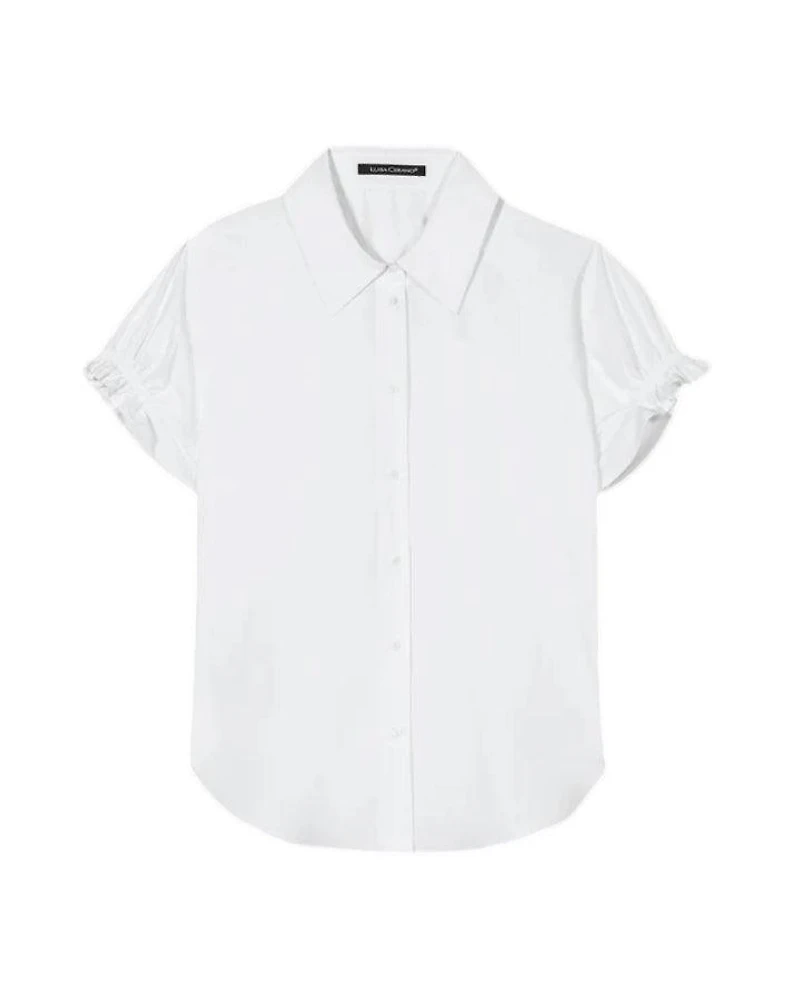 Luisa Cerano Gathered Cap Sleeve Blouse