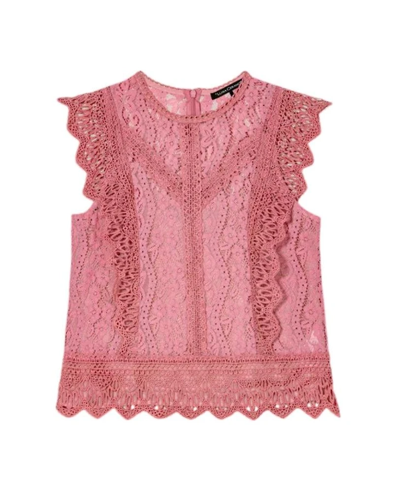 Luisa Cerano Elaborate Sleeveless Lace Top