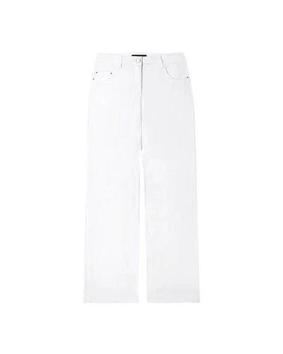 Luisa Cerano White Straight Wide Leg Stretch Jeans