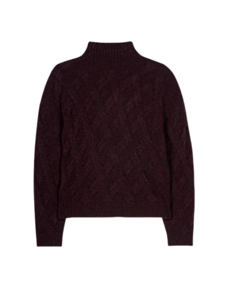 Luisa Cerano Chunky Cable Knit Alpaca Blend Sweater