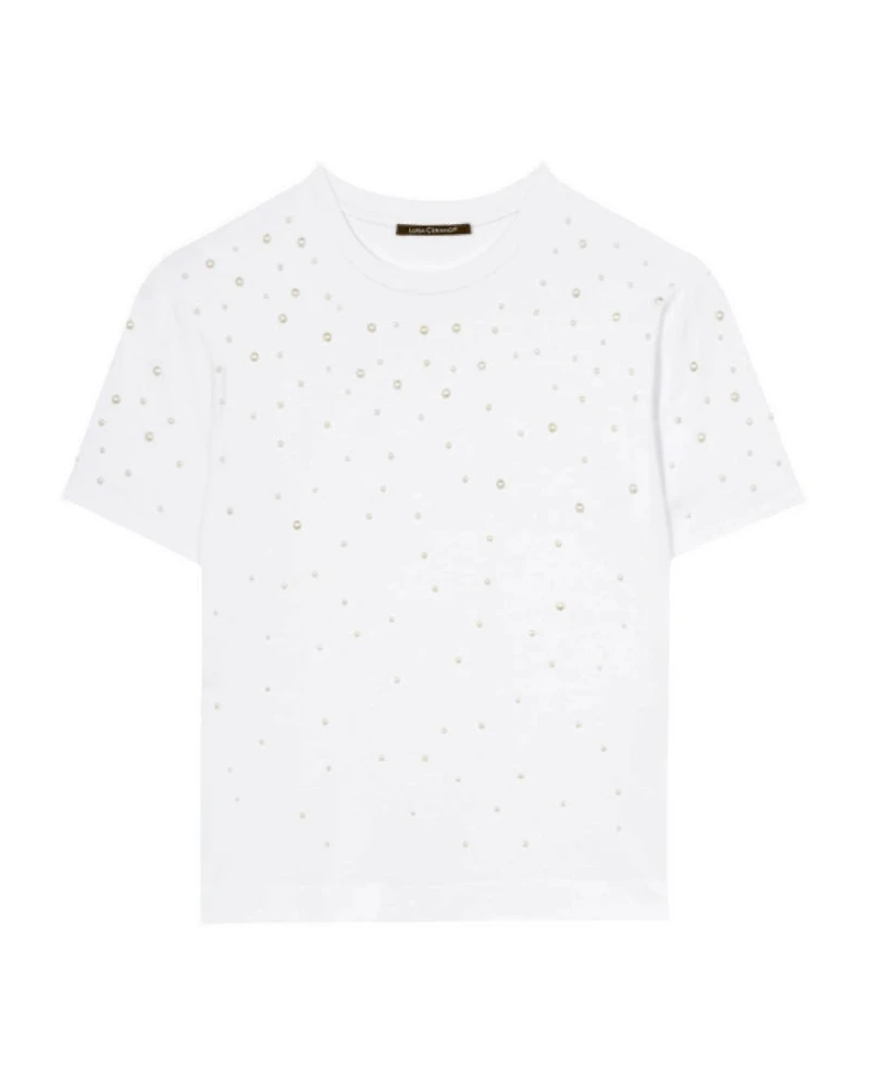 Luisa Cerano Pearl Studded Tee