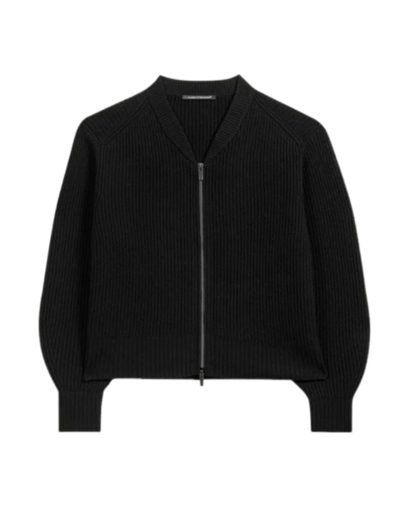 Luisa Cerano Zip Front Bomber Knit Cardigan
