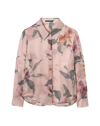 Luisa Cerano Floral Blouse With Ruffle Front