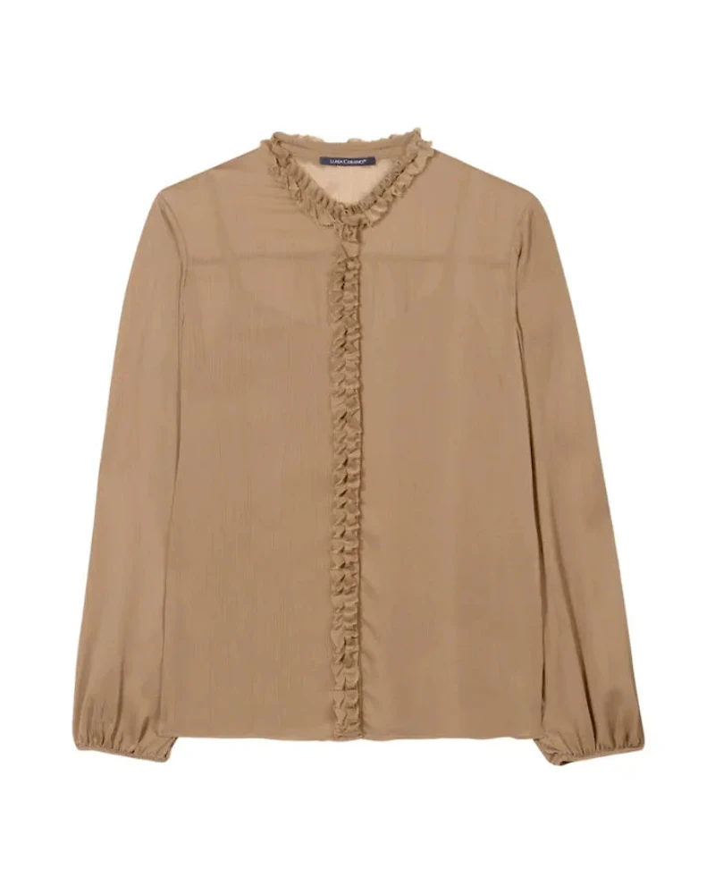 Luisa Cerano Chiffon Blouse With Ruffle