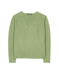 Luisa Cerano Cotton Knit V-Neck Sweater Easy Green
