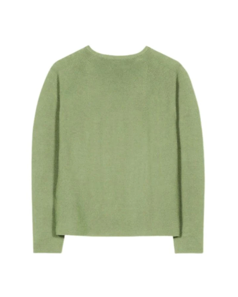 Luisa Cerano Cotton Knit V-Neck Sweater Easy Green