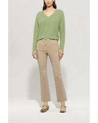 Luisa Cerano Cotton Knit V-Neck Sweater Easy Green