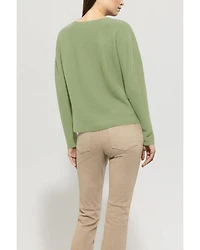 Luisa Cerano Cotton Knit V-Neck Sweater Easy Green