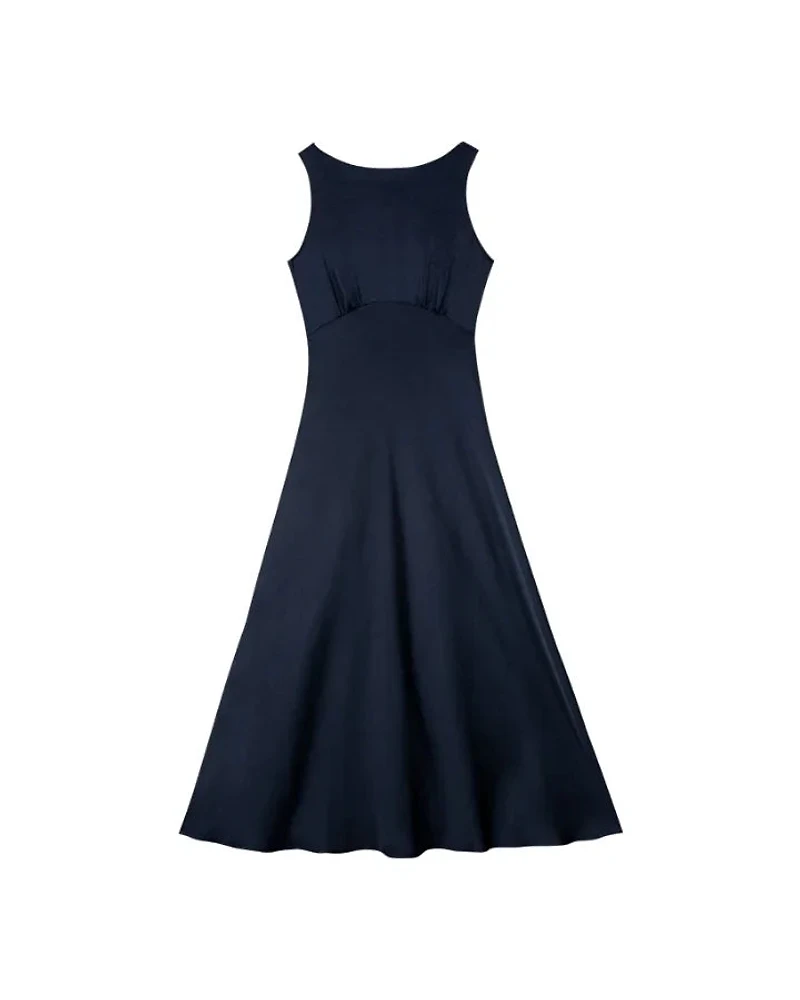 Luisa Cerano Crushed Satin Midi Dress