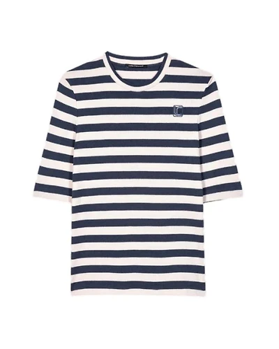 Luisa Cerano Elbow Sleeve Block Striped Tee
