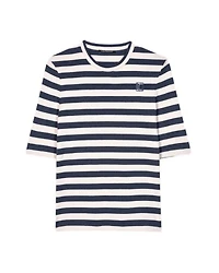 Luisa Cerano Elbow Sleeve Block Striped Tee