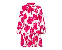Luisa Cerano Rose Print Ruffle Skirt Dress