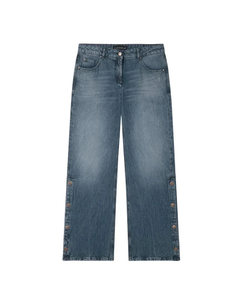 Luisa Cerano Wide Leg Jeans With Snap Side Seam