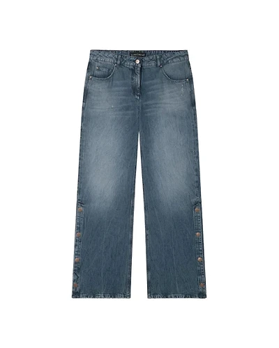 Luisa Cerano Wide Leg Jeans With Snap Side Seam