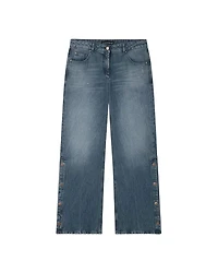 Luisa Cerano Wide Leg Jeans With Snap Side Seam